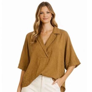 ANTHROPOLOGIE The Dylon Short-Sleeve Wide-Placket Top relaxed fit